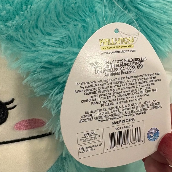 Squishmallows Teal and Cream Stuffed Animal Joelle 16 inch - Picture 4 of 4